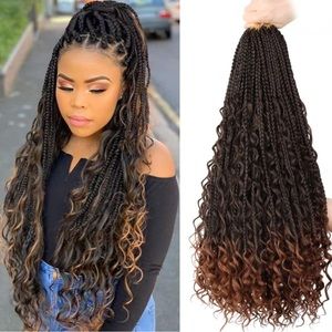 8 Packs Hair Bohemian Crochet  Braids  Braids Synthetic Women (18inch, T1B/30)